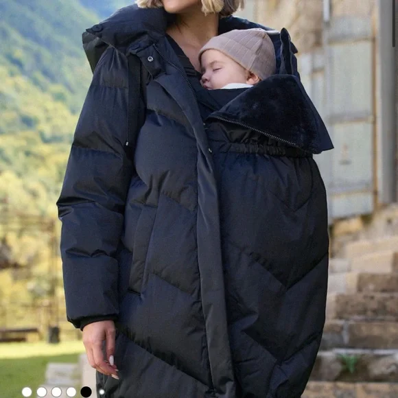 Seraphine Black Long 3-In-1 Maternity & Carrier Coat - Picture 2 of 4